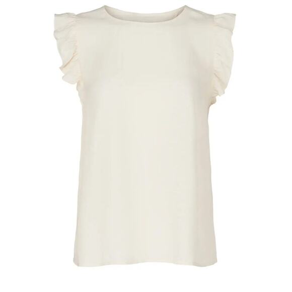 Ba&sh Cream Fani Crepe Ruffle Blouse Small - Picture 5 of 14